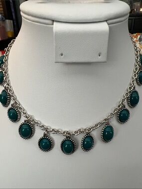 Paparazzi Teal Stone Pendant Charm Chain Necklace - Women Jewelry